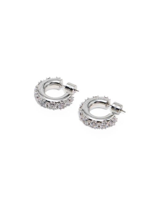Bimba Y Lola White Crystals Hoop Earrings