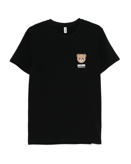 Moschino Black Cotton Short-Sleeved T-Shirt With Logo for men