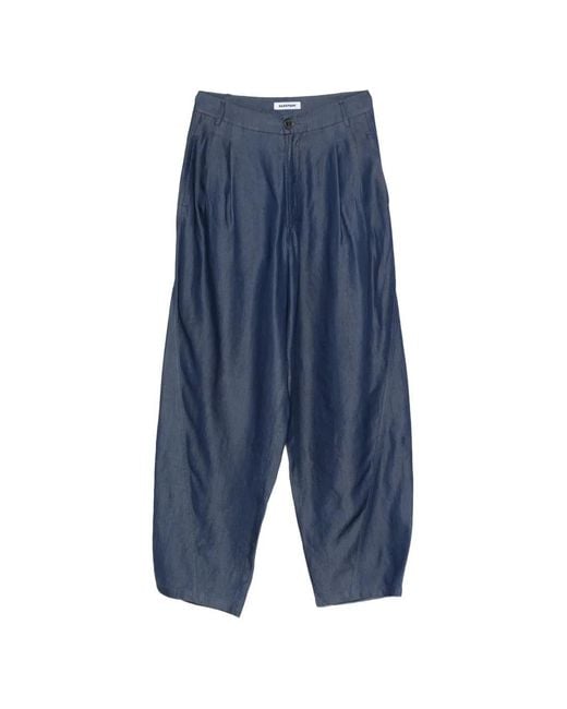DARKPARK Blue Pantalon À Design Plissé
