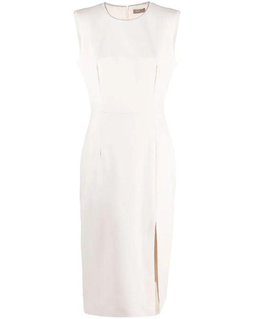 Peserico White Sleeveless Pencil Midi Dress