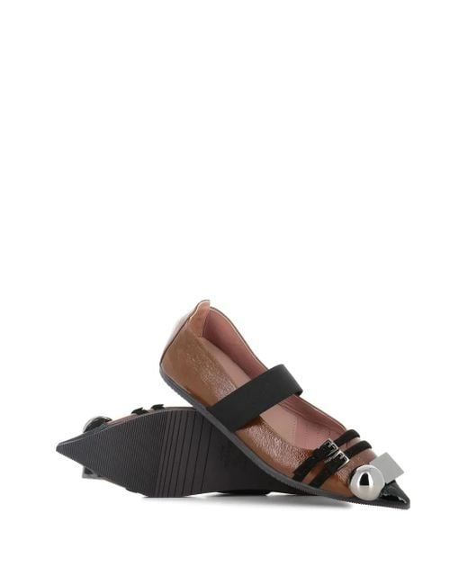 Dove Nuotano Gli Squali Elasticated-strap Ballet Flats Brown