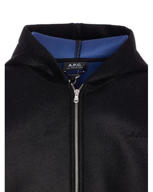 A.P.C. Black Zip-Front Hoodie