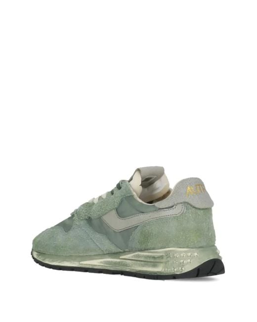 Autry Green Reelwind Metallic-Panel Suede Sneakers for men