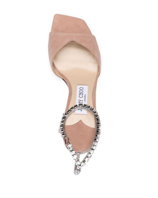 Jimmy Choo Pink Saeda 85mm Suede Sandals
