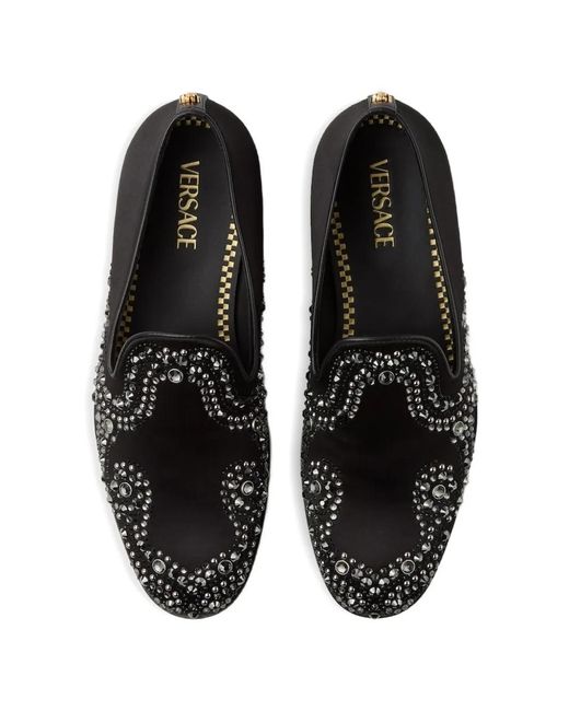 Versace Black Medusa-Embellished Loafers for men