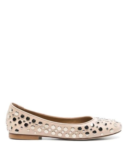 Anna F. Brown Studded Ballet Flats
