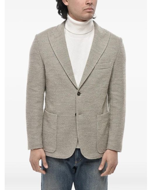 Paolo Pecora Gray Bouclé Patch-Pocket Blazer for men