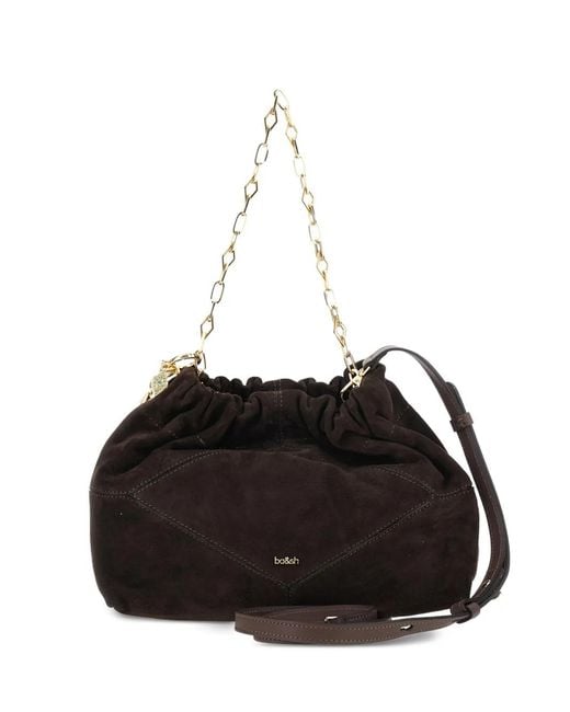 Ba&sh Black June Suede-Finish Shoulder Bag