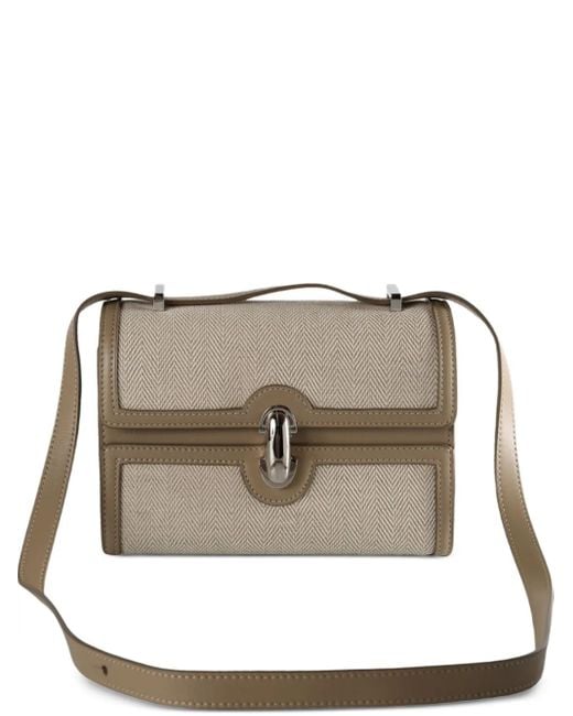 SAVETTE Gray Herringbone-Pattern Flap Cross Body Bag