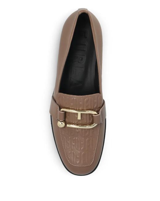 Furla Brown Nuvola Loafer mit Monogramm