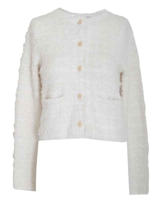 Vince White Button-Front Tweed Jacket