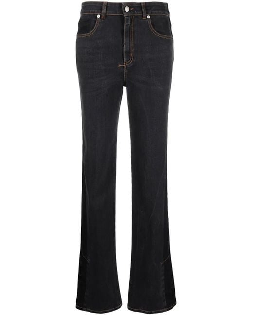 Alexander McQueen Blue Logo-Patch Bootcut Jeans