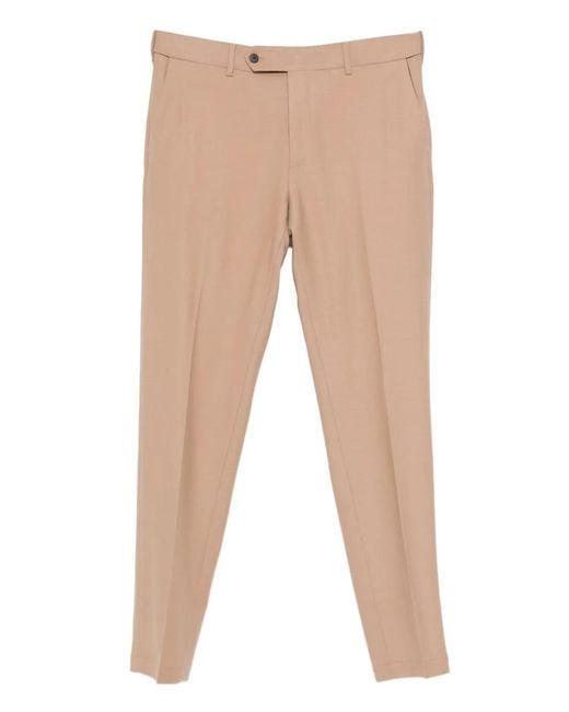 Cellar Door Natural Tapered-Leg Button Wool Trousers for men