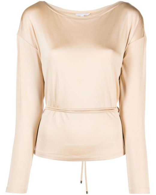 Patrizia Pepe Natural Fly-plaque Belted T-shirt