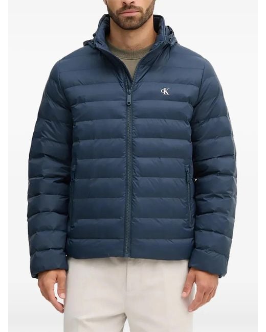 Calvin Klein Blue Padded Hooded Jacket for men