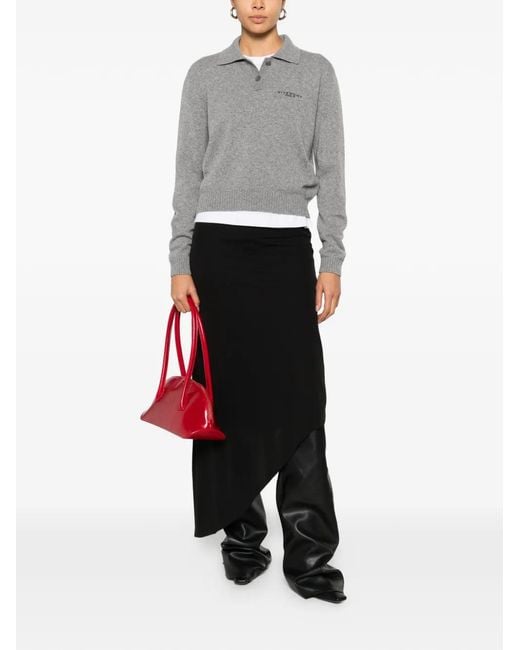 Givenchy Gray Long-Sleeve Knitted Polo Top