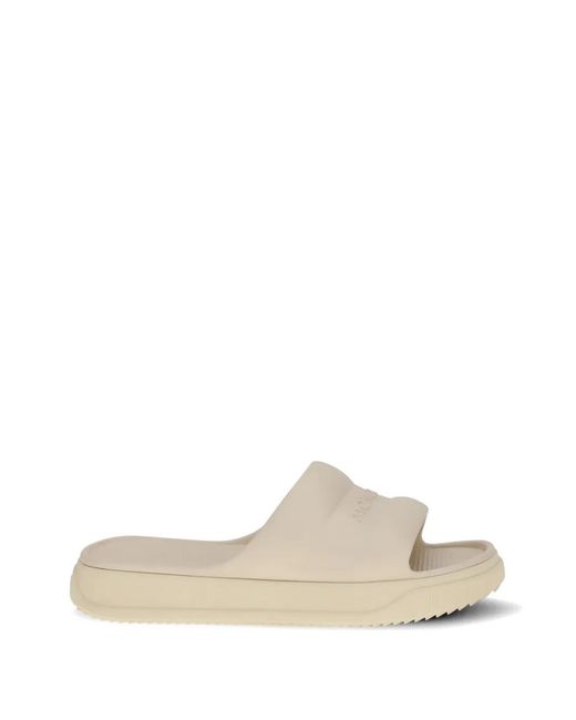 Moncler White Pantoletten Mit Logo-Prägung
