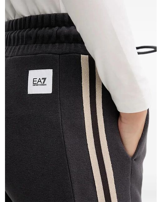 EA7 Black Drawstring Cropped Track Pants