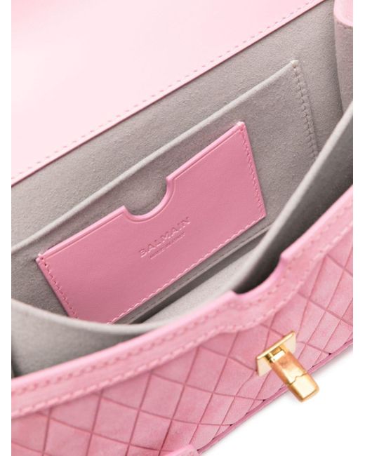 Balmain Pink B-buzz Suede Tote Bag