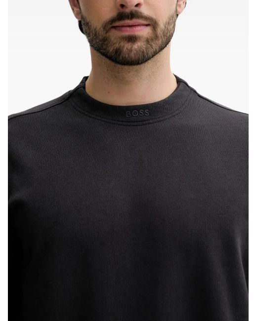 Boss Black Logo-Embroidered Crew-Neck Sweatshirt for men