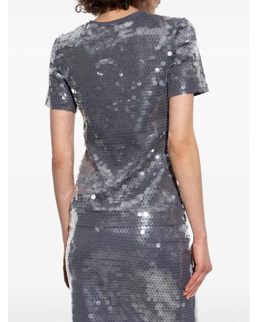 Sportmax Gray Sequin-Embellished T-Shirt