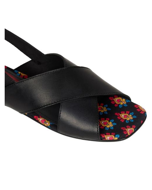 Etro White Low Leather Sandals With Crossover Detail