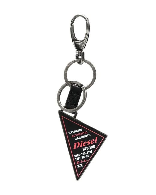 DIESEL Black Logo-Print Triangle-Shape Keychain for men