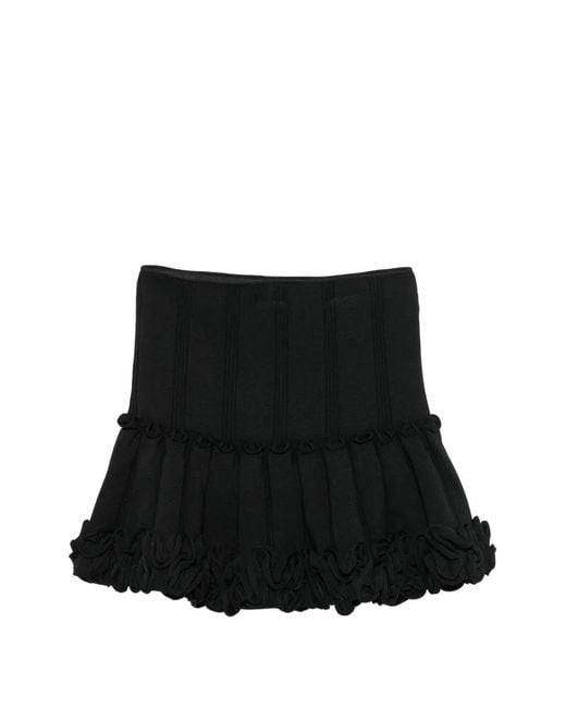 Sandro Black Ruffled-Trim Mini Skirt