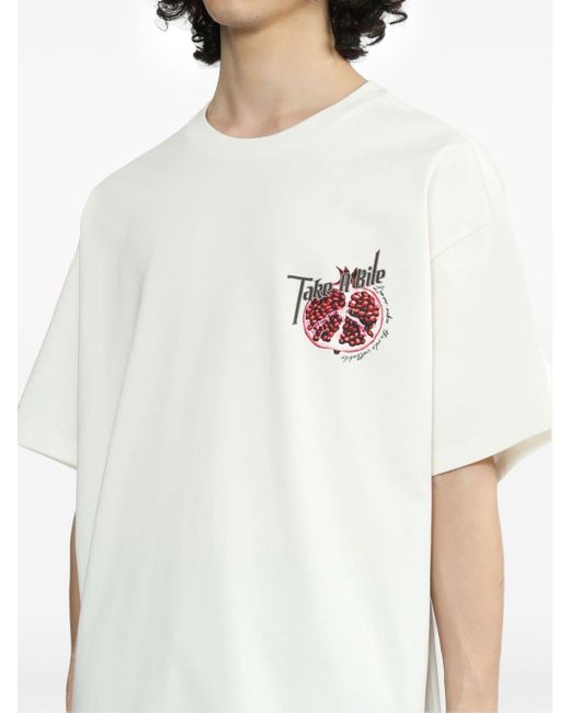 FIVE CM White Pomegranate-print Cotton T-shirt for men