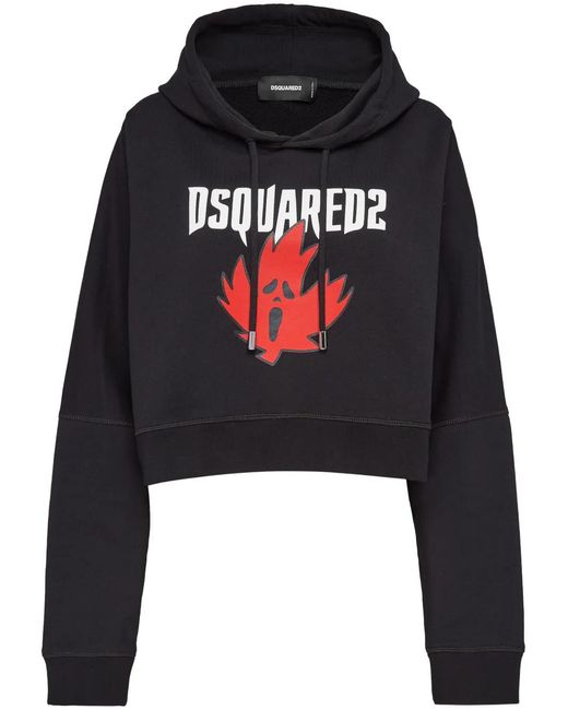 DSquared² Black Maple Leaf Cotton Hoodie
