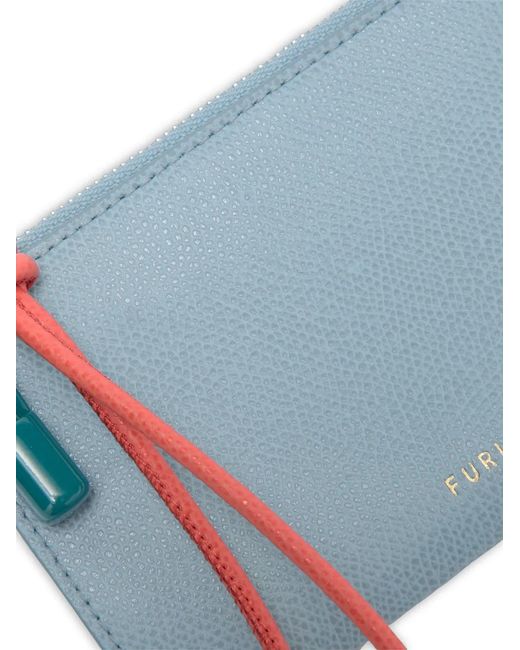 Furla Blue Iride Envelope Zip Leather Clutch Bag