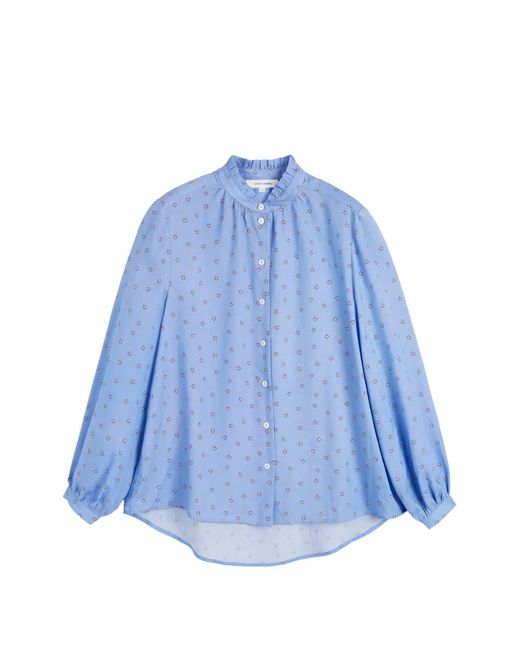 Chinti & Parker Blue Star-Print Ruffled Shirt
