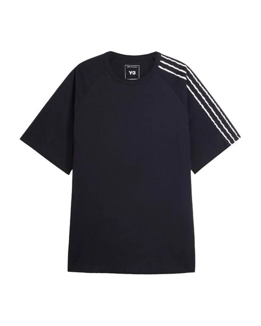 Y-3 Blue Logo Cotton T-Shirt for men