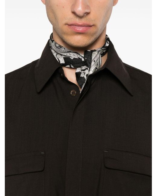 Chemise en laine à manches longues PT Torino pour homme en coloris Black