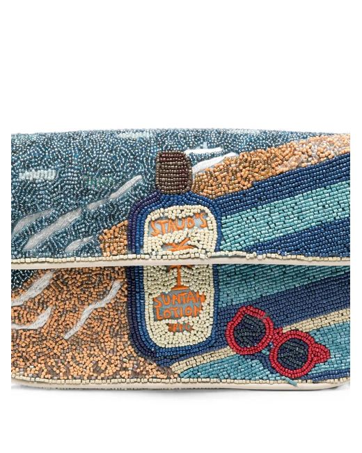 Staud Blue Bead-Embellished Tommy Shoulder Bag