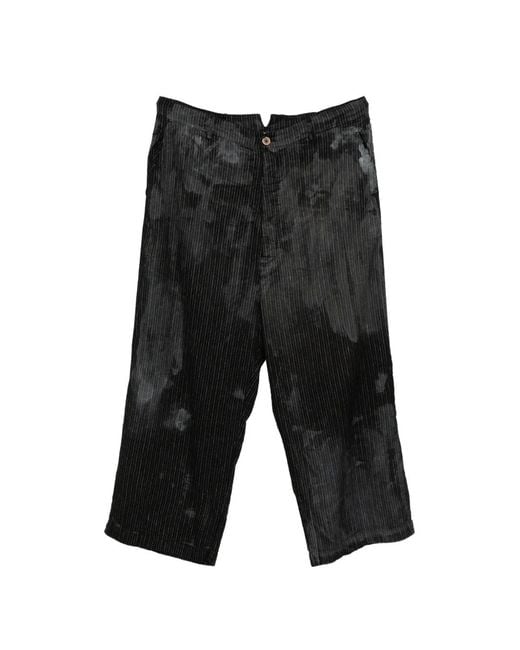 Rundholz Black Pinstripe-Pattern Bleached-Effect Trousers for men