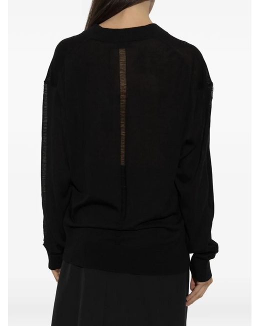 IRO Black Imagine Ladder-Stitch V-Neck Sweater