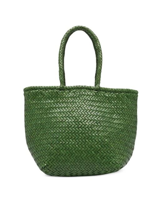 Dragon Diffusion Green Small Grace Basket Woven-Design Tote Bag