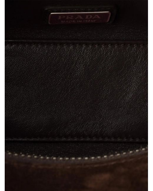 Prada Black Suede Leather Shoulder Bag for men
