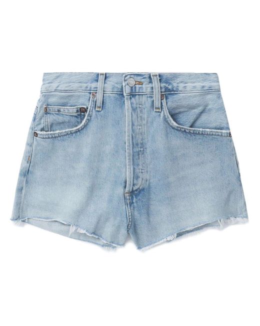 Agolde Blue Parker Raw-cut Denim Shorts