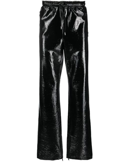 Pantalones rectos con acabado brillante Courreges de hombre de color Black