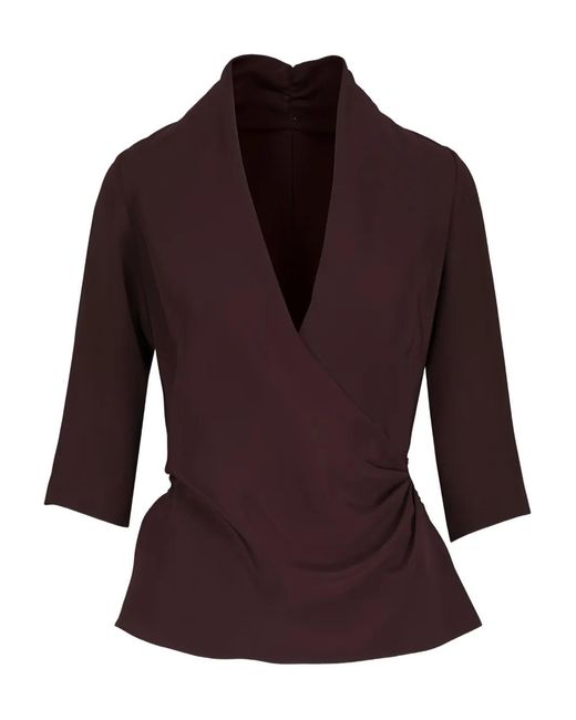 Peter Cohen Purple V-Neck Tie-Detail Blouse
