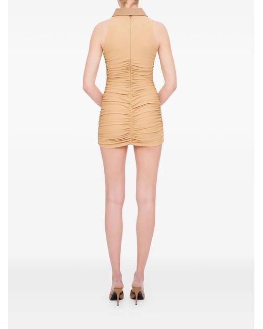 MEDEA Natural Ruched Collared Mini Dress