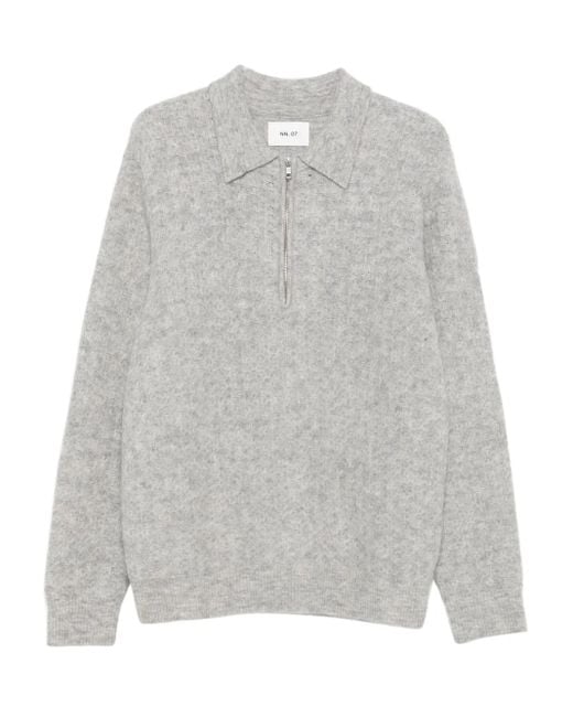 NN07 Gray Alfie Zip-Neck Polo Shirt for men