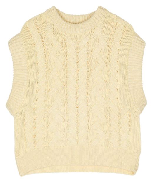 Lisa Yang Natural Cable-knit Cashmere Vest