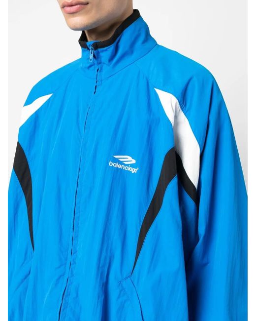 Balenciaga Blue Logo-Embroidered Track Jacket for men