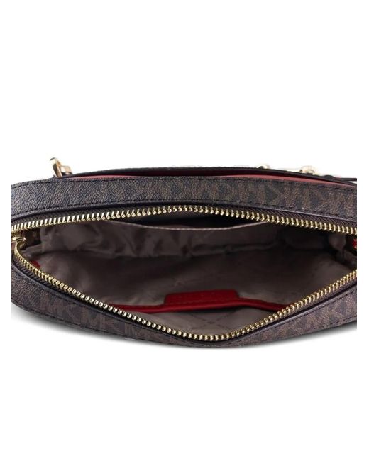 Michael Kors Gray Large Jet Set Monogram-Pattern Cross Body Bag