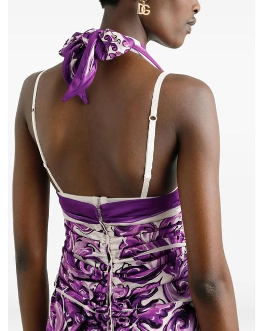 Abito Midi Con Stampa Grafica di Dolce & Gabbana in Purple