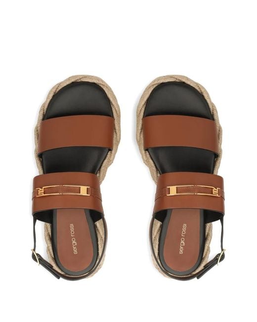 Sergio Rossi Brown Bitt Platform Sandals