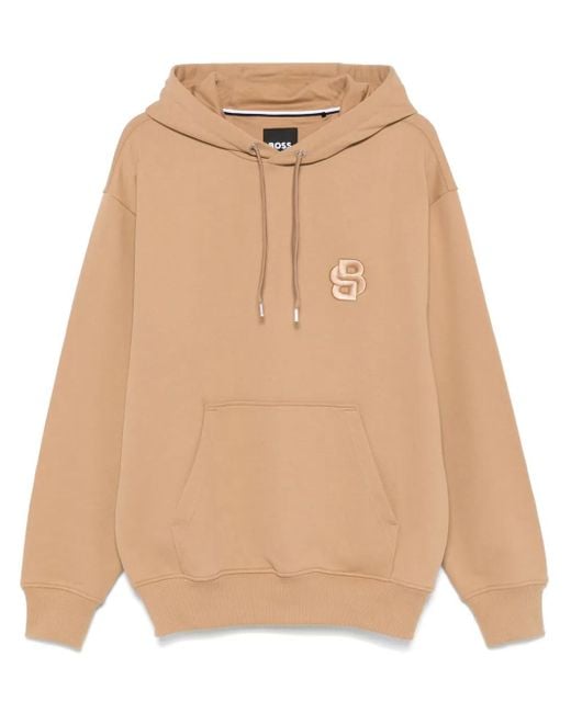 Boss Hoodie Met Geborduurd Logo in het Natural voor heren